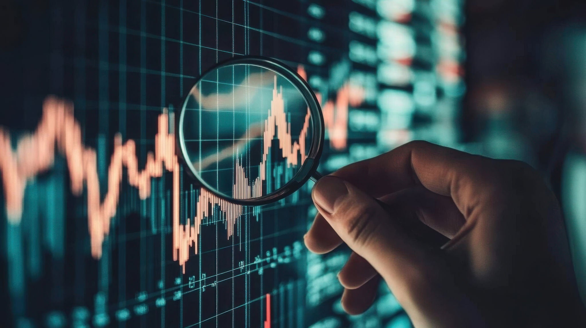 Screen displaying financial charts