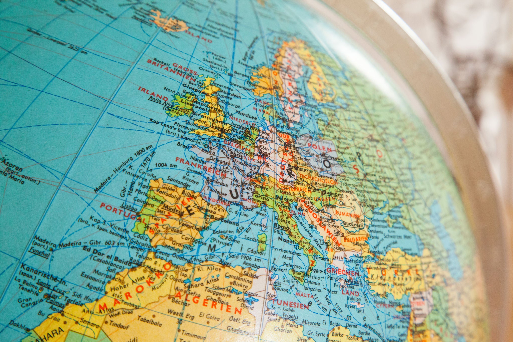 World Globe focus on Europe