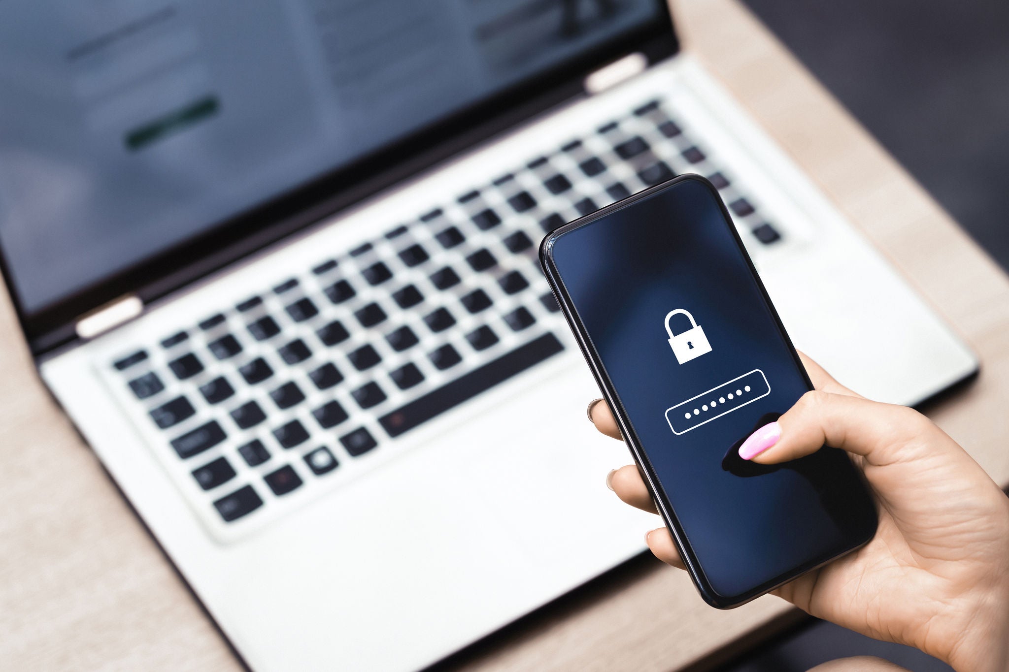 Password to protect data in phone. Cyber security against fraud