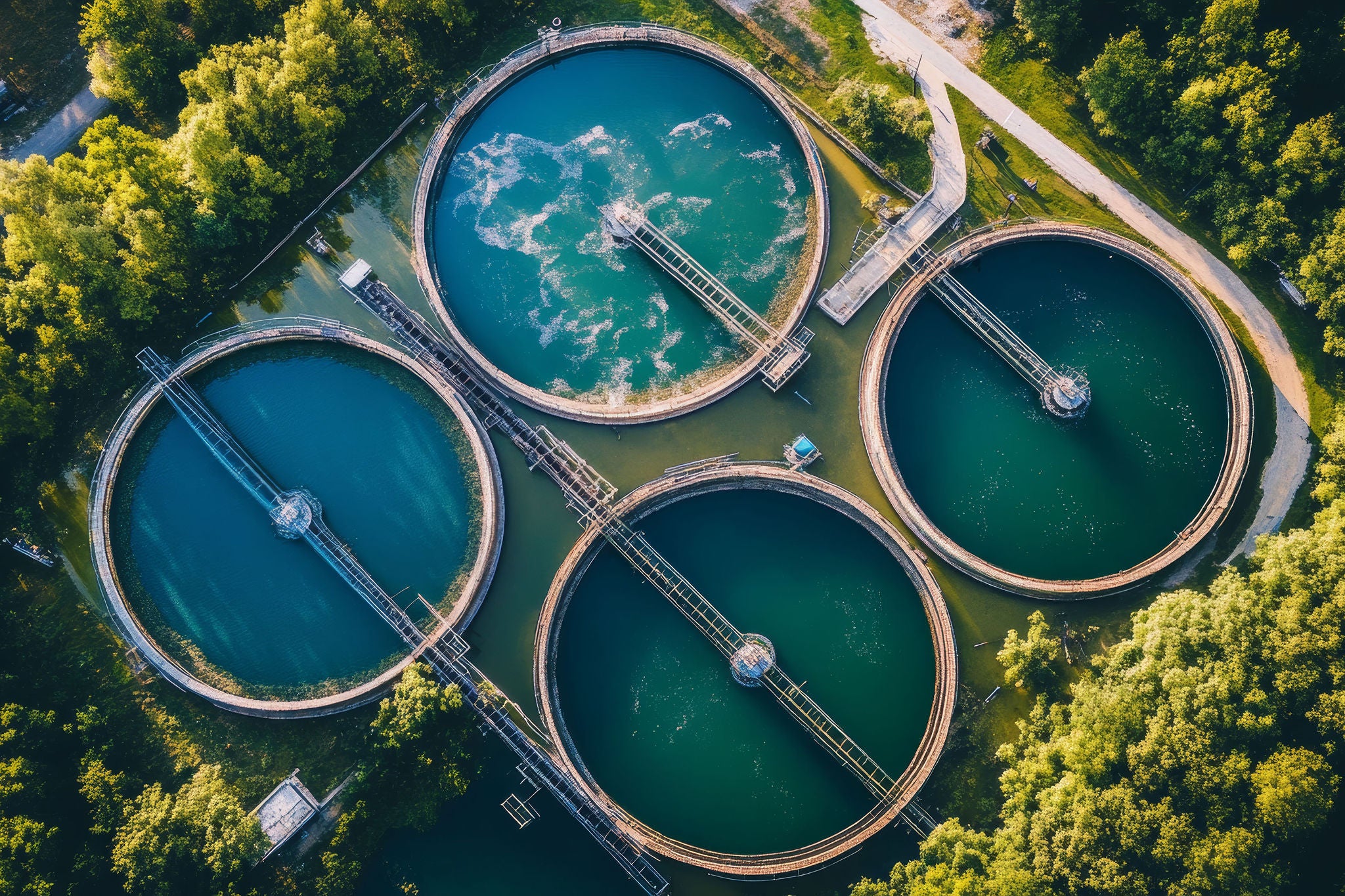 Water waste water treatment plant top view