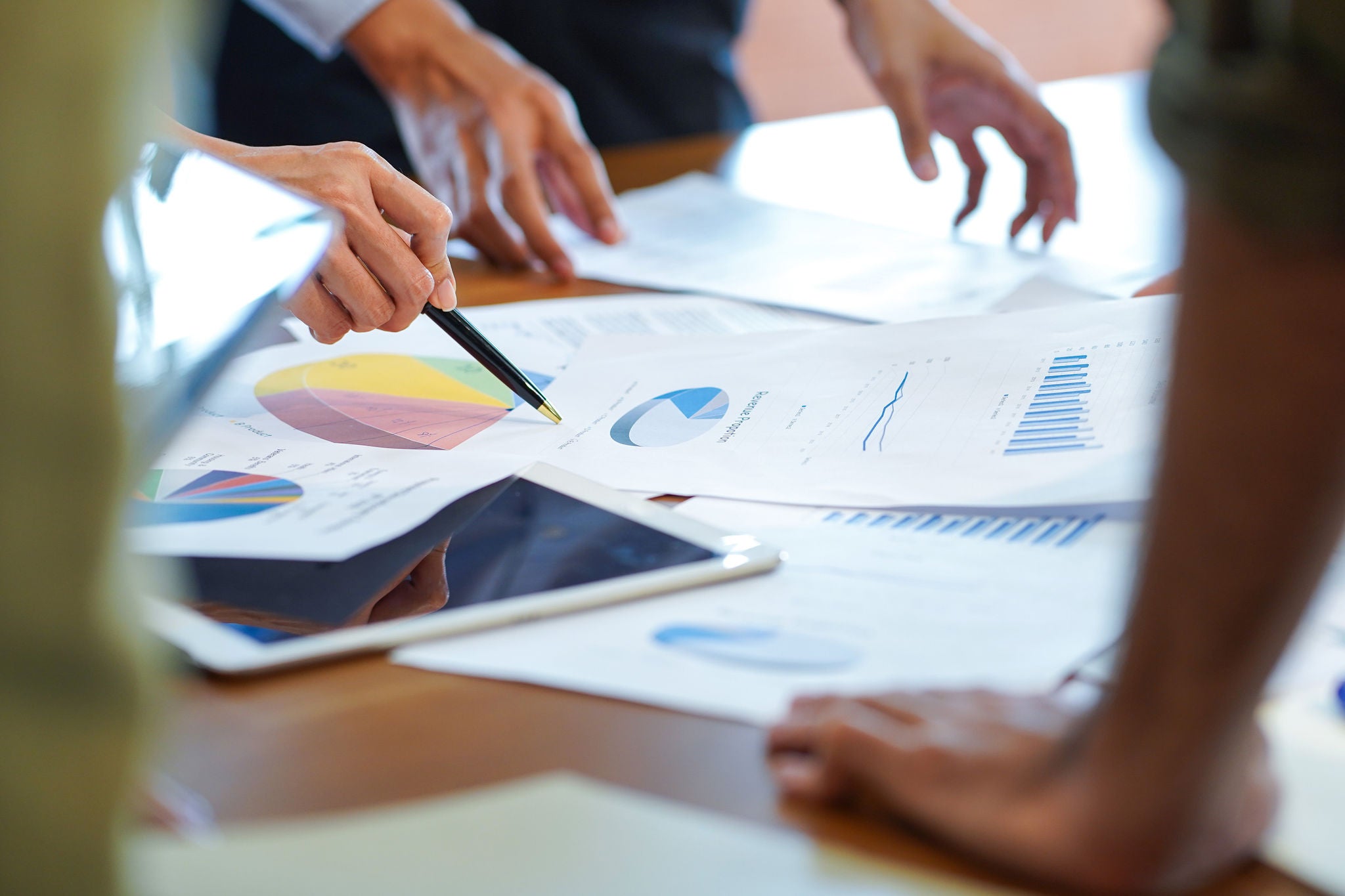 Business man, presentation and monitor in boardroom 
